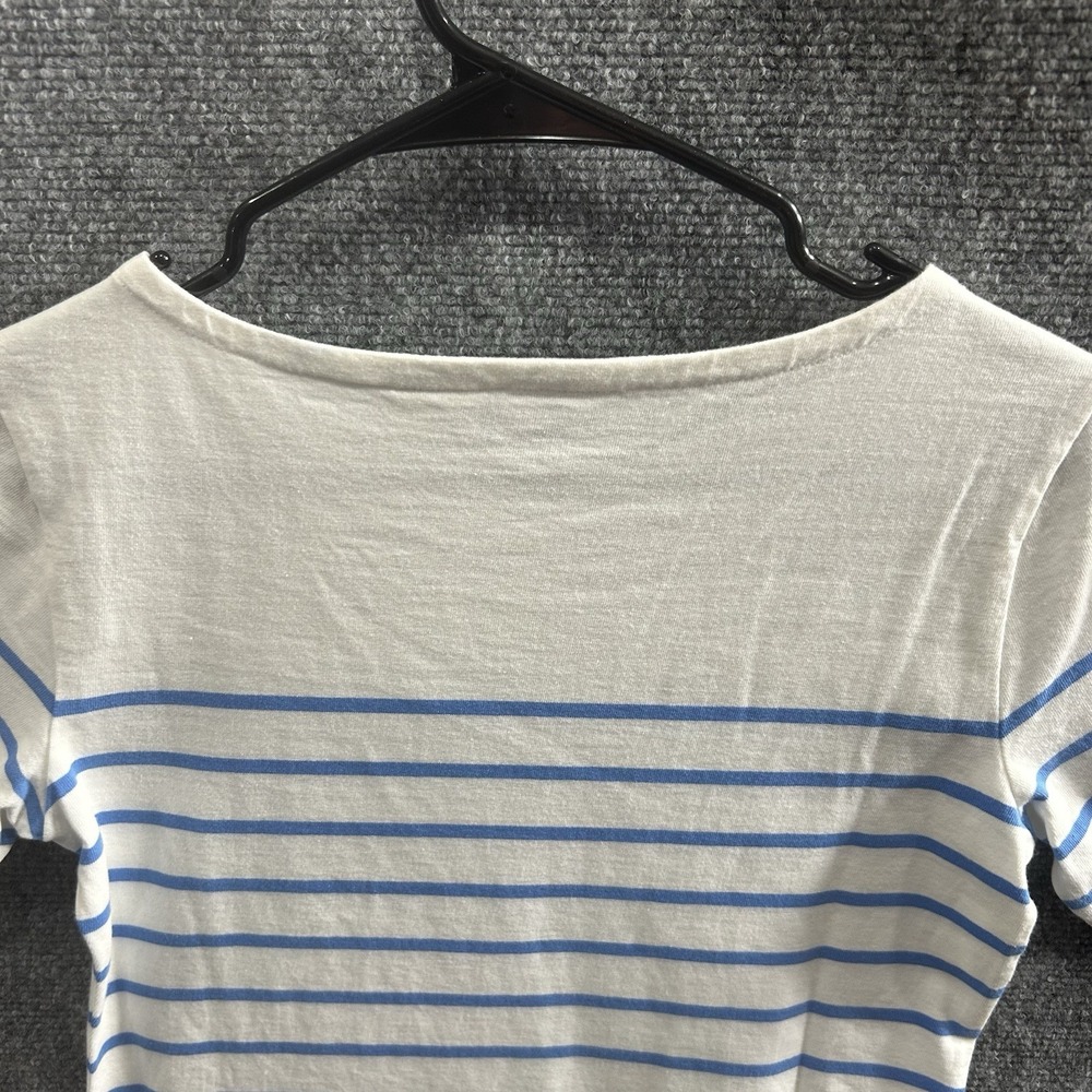 Vineyard Vines Lace Hem Mini Shift Dress 3/4 Sleeve White Blue Striped XXS - Picture 8 of 16